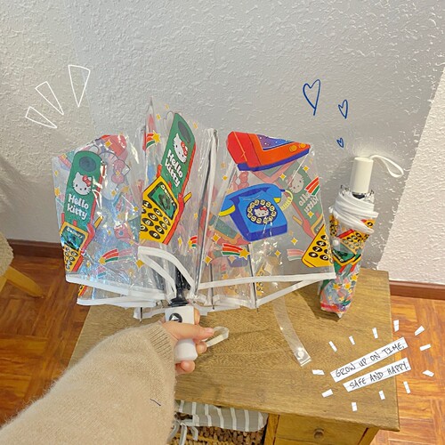 Xiaohongshu's same style Hello Kitty parasol vinyl folding fully automatic ins style high-looking hellokitty umbrella
