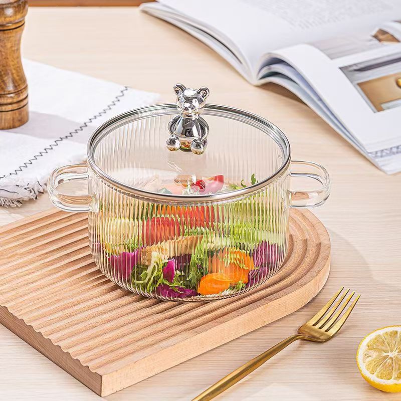 alto borosilicato de vidrio cocina de leche de doble oreja cocina de vidrio cocina de cocina