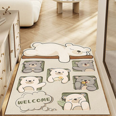 可愛小熊耐髒入戶地墊家用玄關除塵進門墊刮泥蹭土絲圈地墊可裁剪
