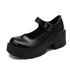 High student pleated skirt platform, retro footwear high heels English style for leather shoes, plus size, British style