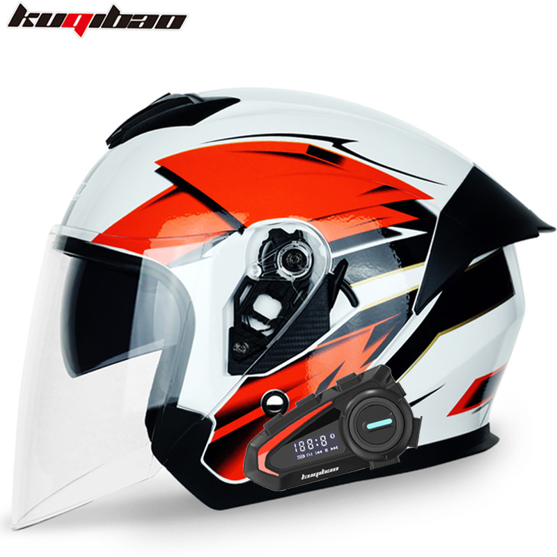 Motosiklet kaskı (dəbilqə) – Motuoche Dual Lens Motorcycle - little-lucky-with-white-lens-k20-bluetooth-m