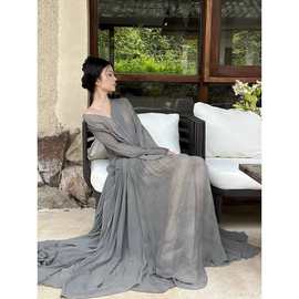 法式复古气质清冷氛围感优雅连衣裙女早秋新款惊艳绝美浪漫仙女裙