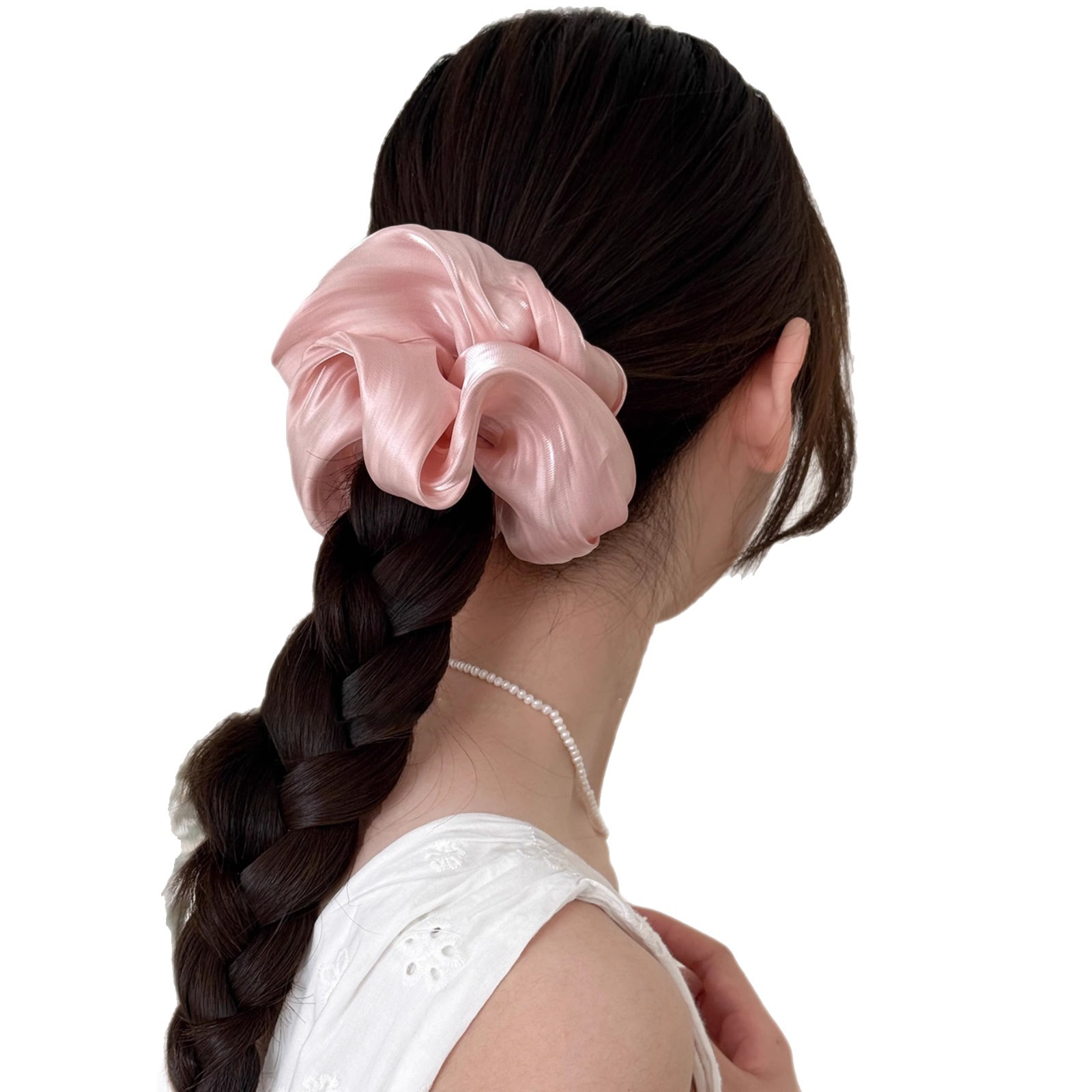 Elegantes Perlen Scrunchie Für Das Haar Satin Haargummi Stilvoll_voghion.com