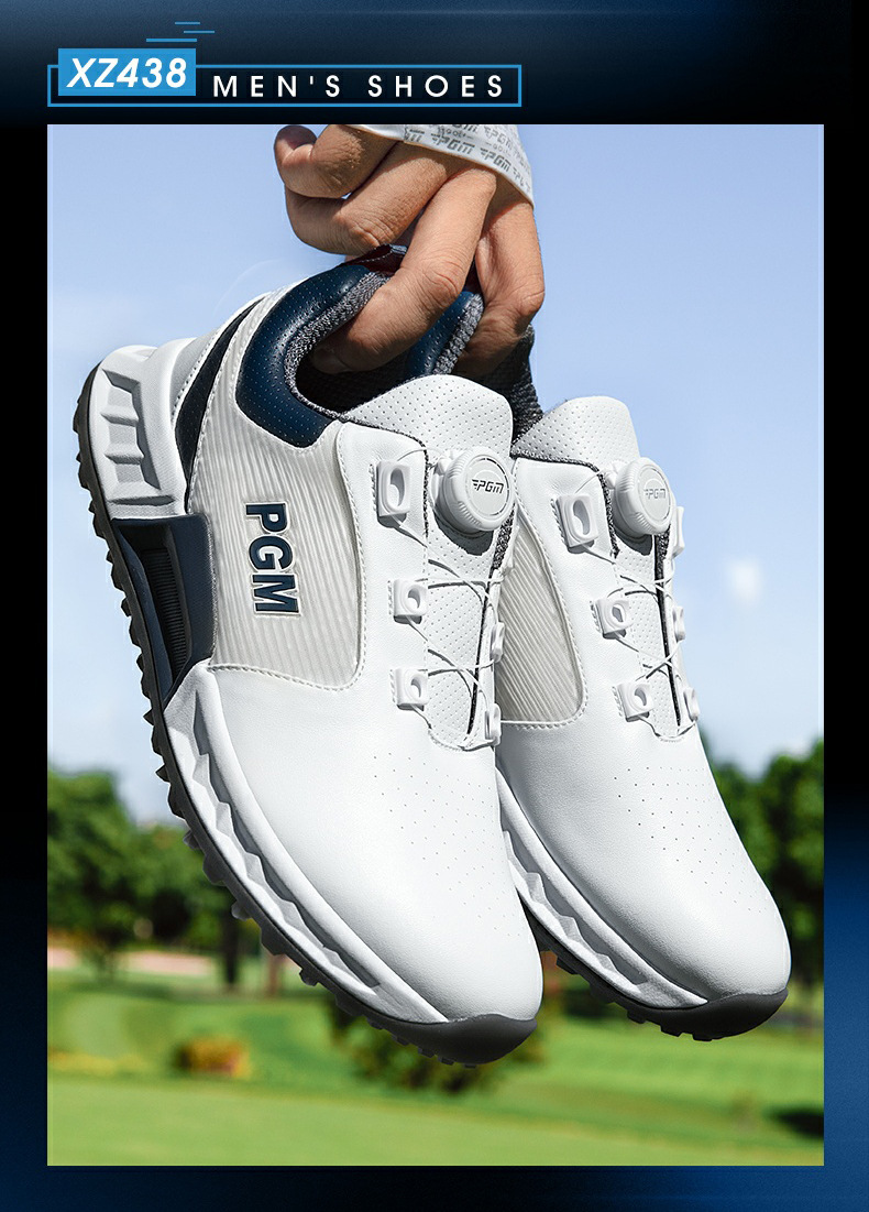 Giày golf nam PGM đế EVA đàn hồi, chống thấm nước, núm dây xoay tiện lợi — XZ438-Yunchi Trắng chi tiết 8