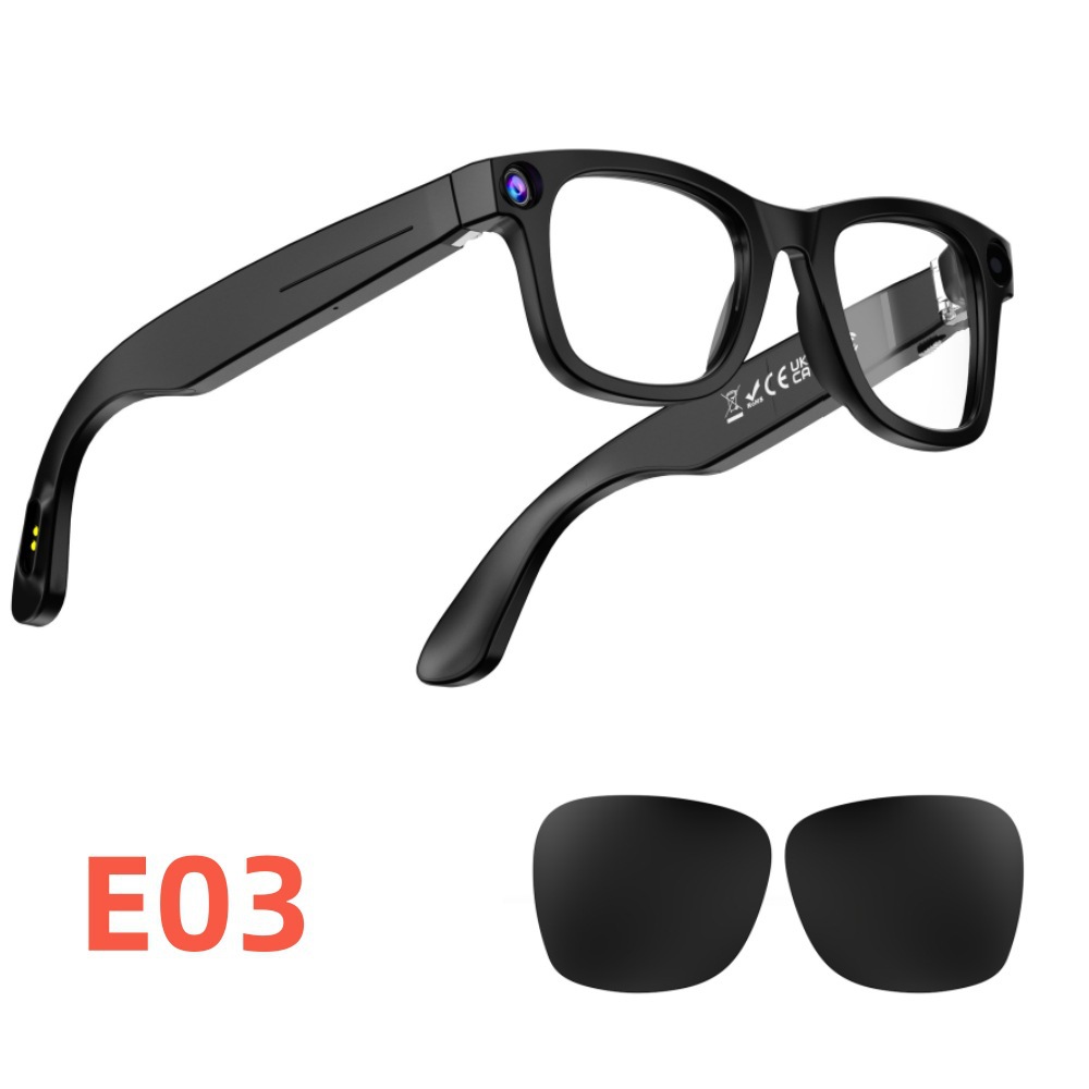 E03 gafas inteligentes 800W píxeles AI cámara de toma de fotos HD video llamada de voz traductor gafas