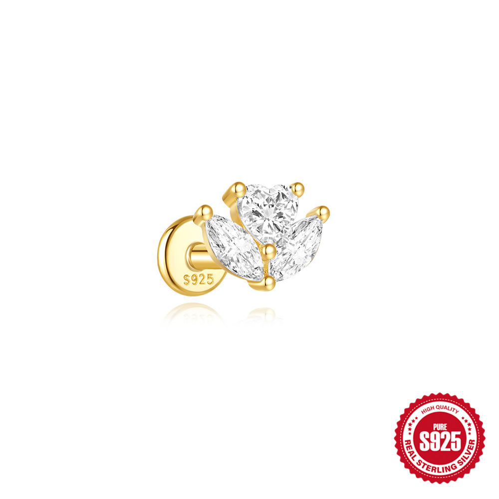 Nuevo estilo europeo y americano s925 plata de ley uso diario estrella de cinco puntas borlas con incrustaciones de diamantes cartílago espiral perforador aretes mujer