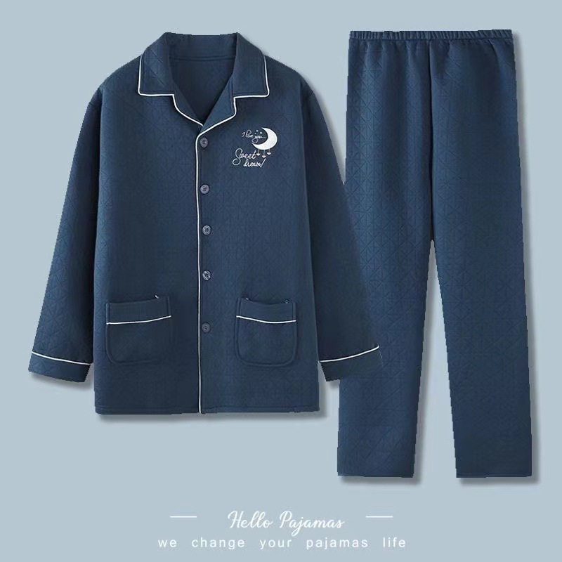 Pijamas de hombre de algodón otoño-invierno tipo intercalación gruesa ropa de abrigo se puede usar aire de algodón