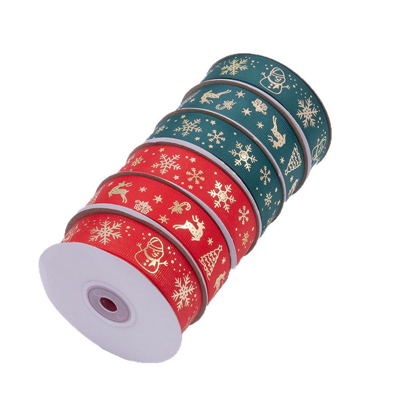 Nueva impresión de cinta de costilla de Navidad 2.5cm caja de regalo de Navidad embalaje cinta de colores cinta Tianyi Mei