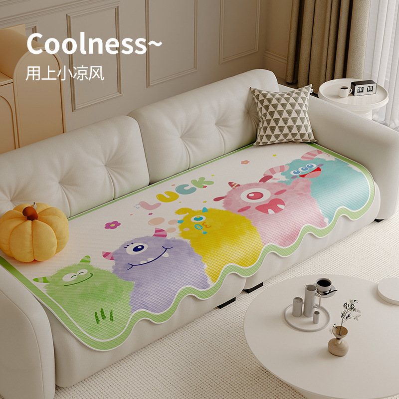 Verano hielo caña cojín de sofá cojín de soporte de soporte de seda cojín de sofá cubierta toalla de tela antideslizante a prueba de garras de gato