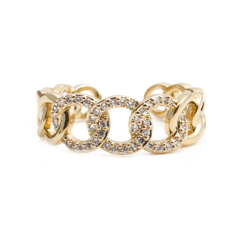 Mode Twisted Chain Button Open Ring display picture 9