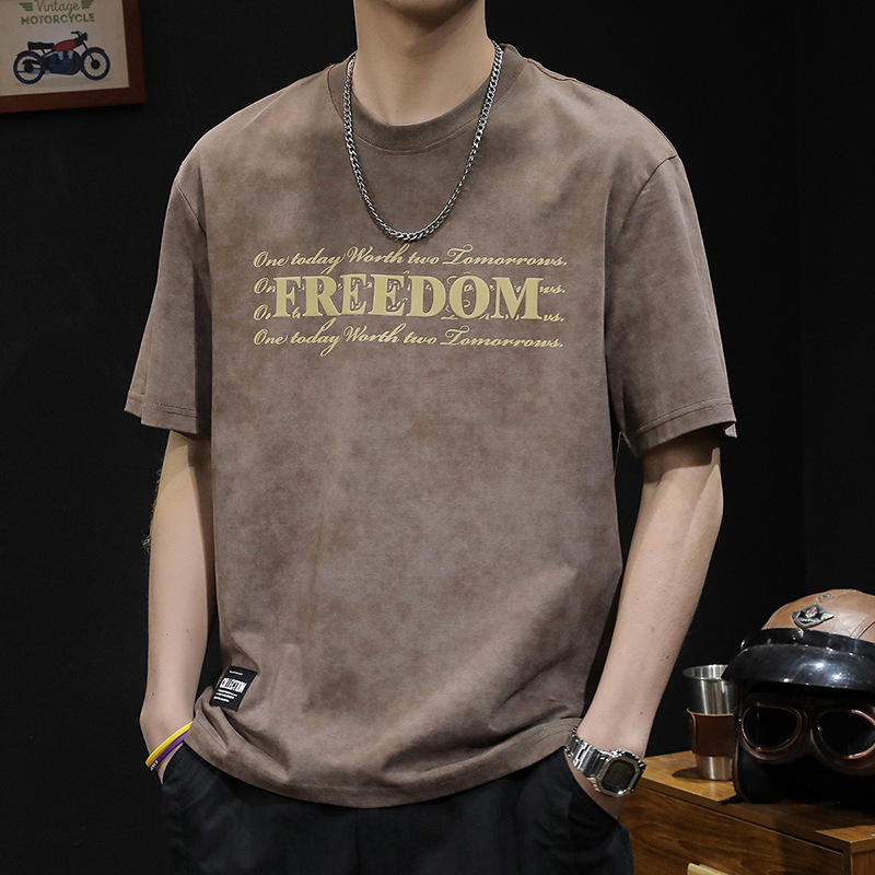 American-Style Heavyweight Short-Sleeve T-Shirt for Men, Summer Fashion 2026 New Model, Plus-Size Trendy Brand Men's Pure Cotton Tee