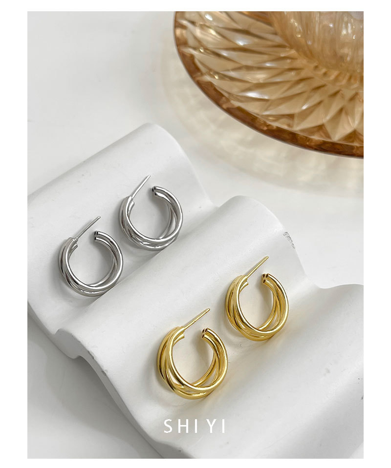Linglang Triple Huggie Silver Stud Earrings S925 Sterling Hoop Earrings Gold Hoop Earrings for Women