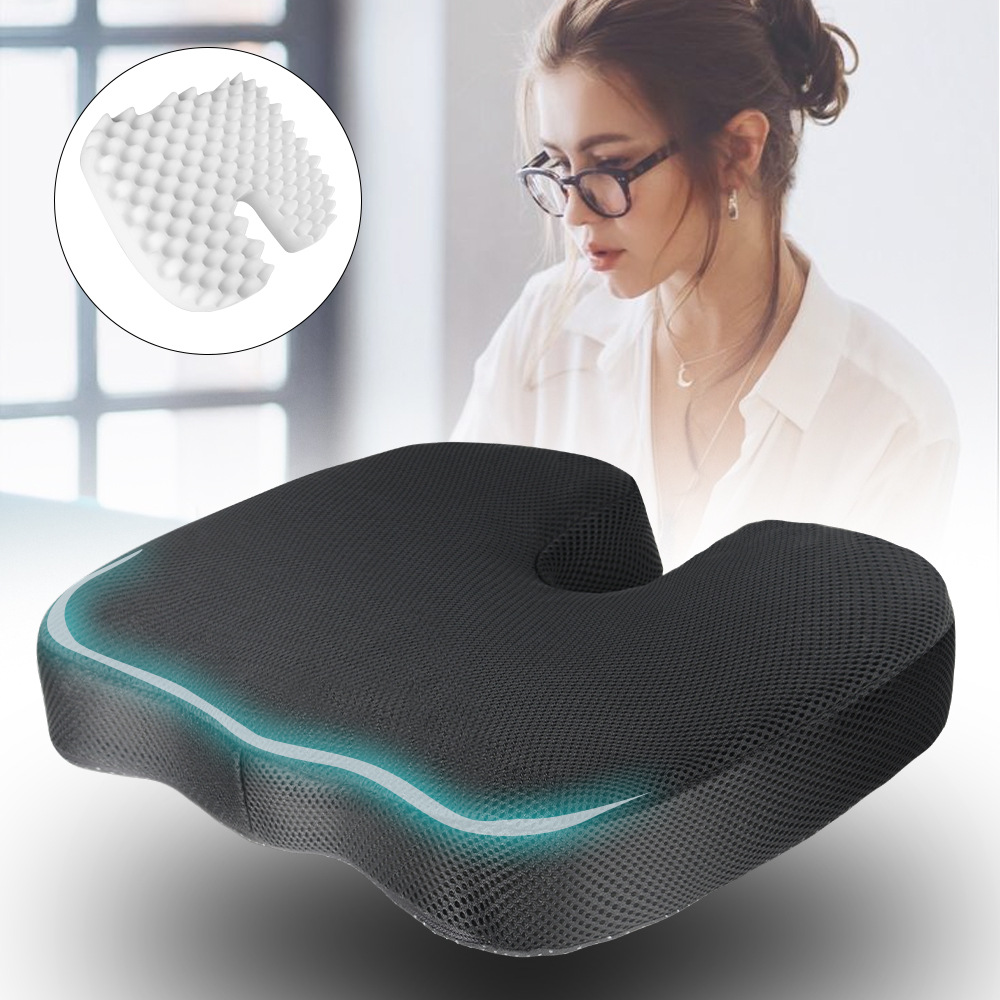 Cojín en forma de U de esponja ondulada: cojín para hemorroides de oficina para mujeres embarazadas, transpirable y cómodo, explosión transfronteriza de Amazon