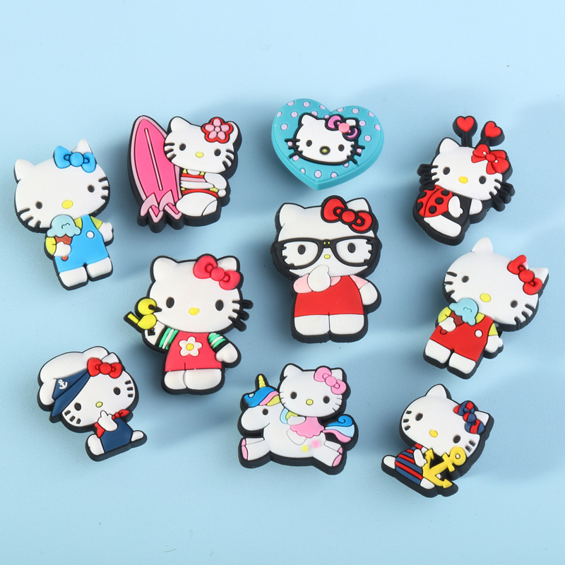 Cartoon Kitten Adapted to Crocs Accessories DIY Accessories Shoe Buckles Cute Shoes Flower Decorations Removable Buckles