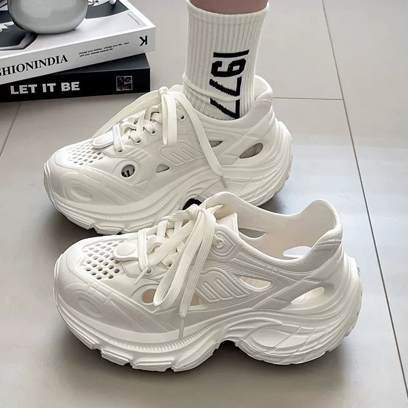 Весенне-летние новые модные ультра-крутые уличные туфли для папы из ЭВА на шнуровке, увеличивающие рост, нескользящие сандалии на мягкой подошве для прогулок и пляжной обуви.