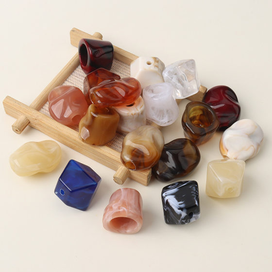 Acrylic large hole beads square shaped beads shell color straight hole beads pendant pendant loose beads jewelry accessories batch