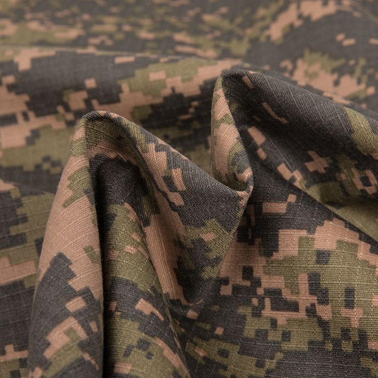 230gsm pequeño diseño anti-desgarro 65% poli 35% algodón camuflaje tela de caza