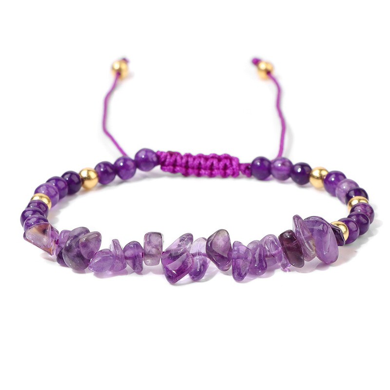 Amazon Natural Gravel Stone Beads Woven Bracelet Women's Vintage Simple Stone Beads Multicolor Adjustable Bracelet