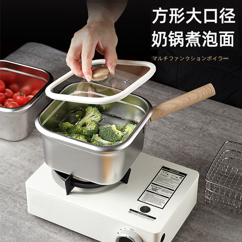 Exportación de calidad multipropósito freidora doméstica pequeña 316 acero inoxidable con malla de filtro cesto de drenaje con tapa olla cuadrada