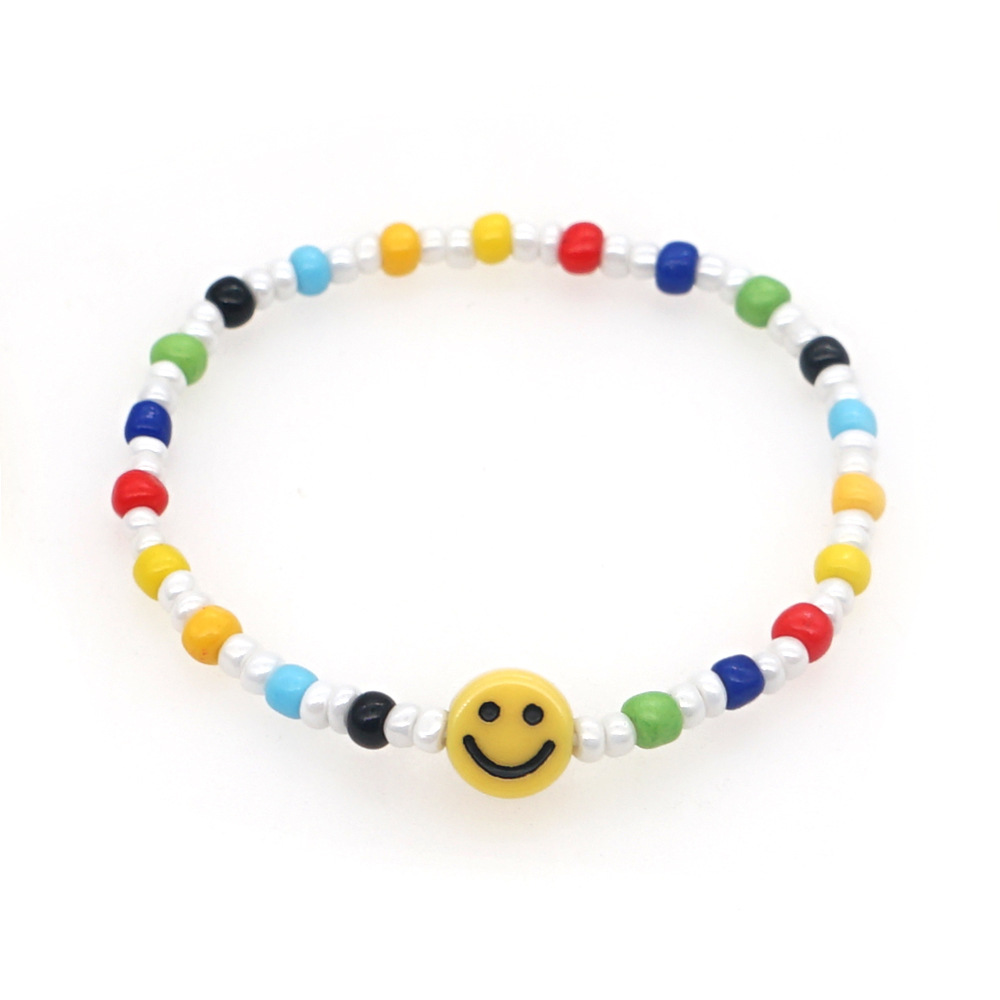 Yellow Smiley Face Acrylic Color Rice Bead Bracelet Wholesale Jewelry Nihaojewelry display picture 1