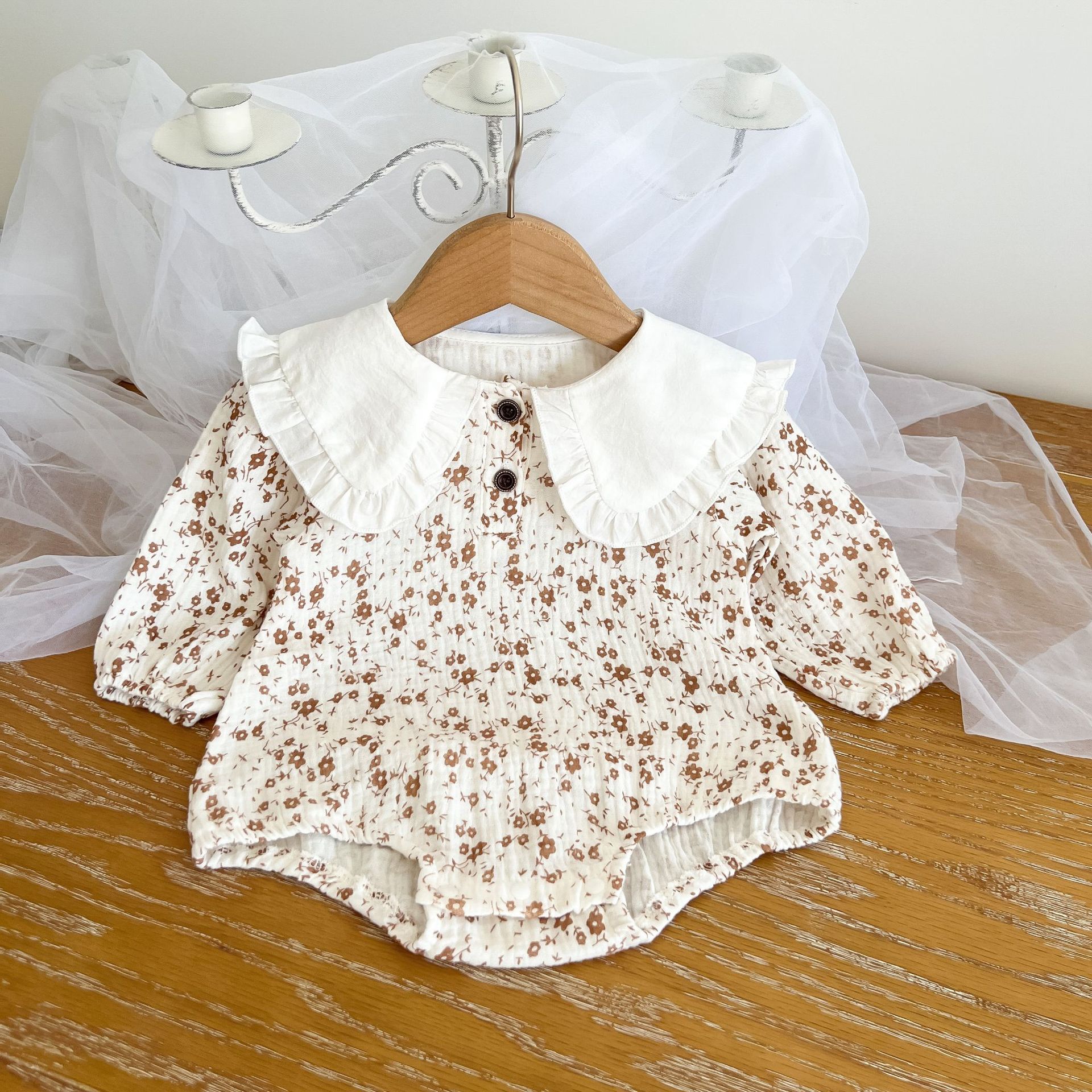 Fashion Flower Printing 100% Cotton Baby Rompers display picture 2