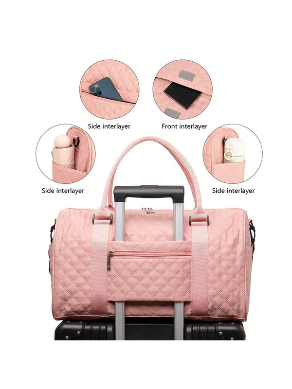 Bld Export Custom Factory Satchel Travel Bag Quilted Diamond-Shaped Nylon Fitness Bag Quilted Tote Ba