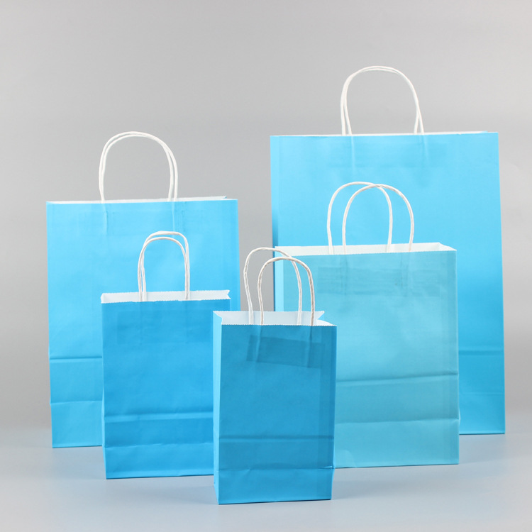 牛皮纸手提袋 纯色空白清新可印logo鞋服装打包礼品婚礼庆祝回礼