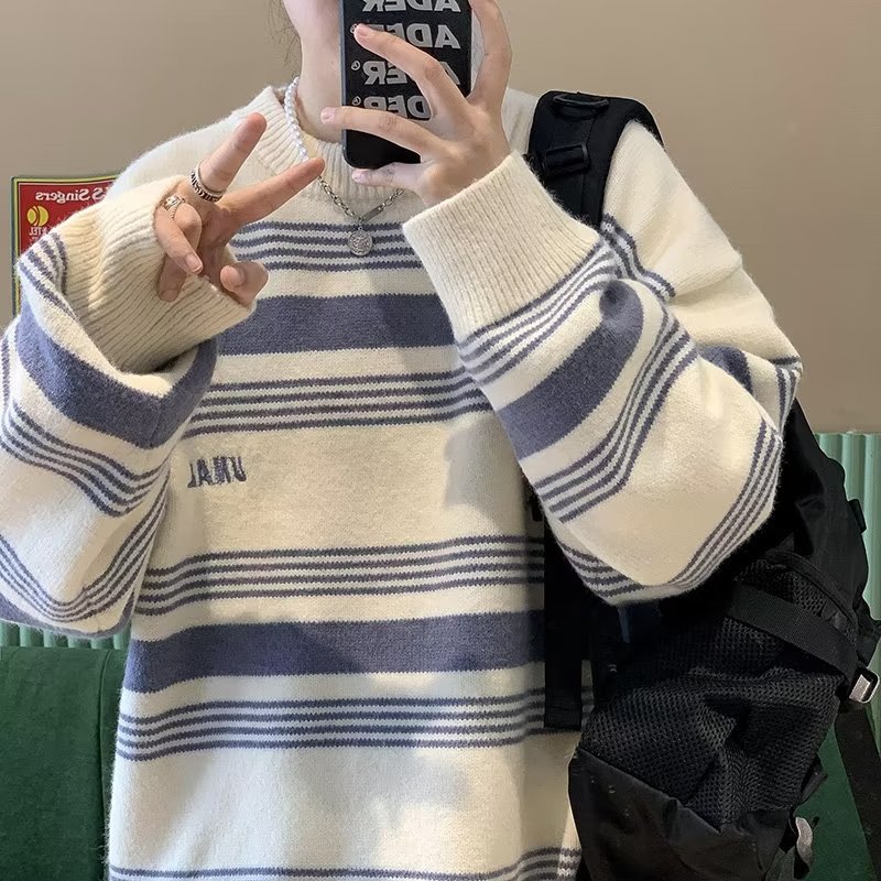 Suéter grueso de otoño e invierno japonés, suéter de punto suelto de tendencia coreana para hombres, abrigo de suéter perezoso estilo de invierno ins Hong Kong