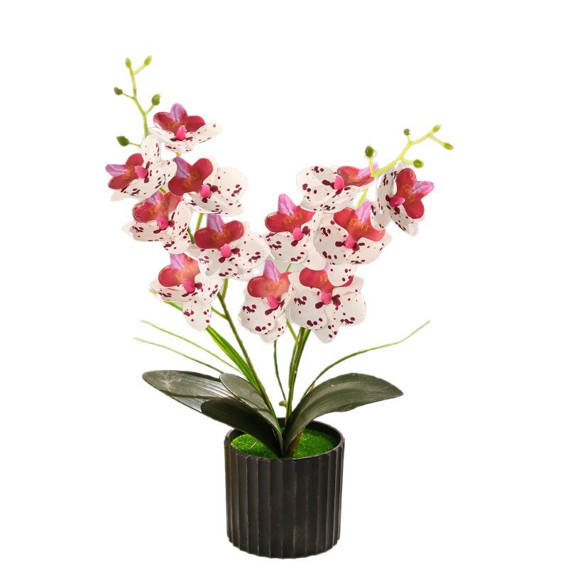 12 flores orquídeas mariposa sensación flor de simulación bonsai decoración del hogar fotografía flores de boda artificiales pequeños adornos verdes artificiales image 6