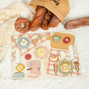 3 Types of Dinner Plates, Breakfast Shop Puzzles, Cake Bread Cutting, Flat Puzzles, Pretend Play Toys