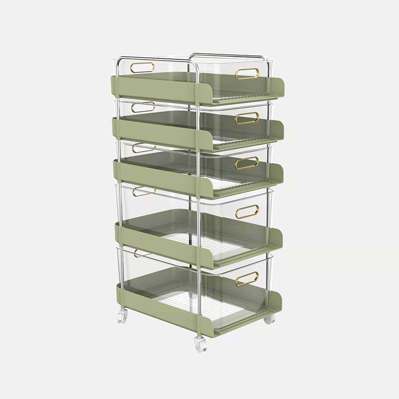 Household trolley snacks, rack kitchen floor storage racks, multi -layer light luxury drawer storage boxes