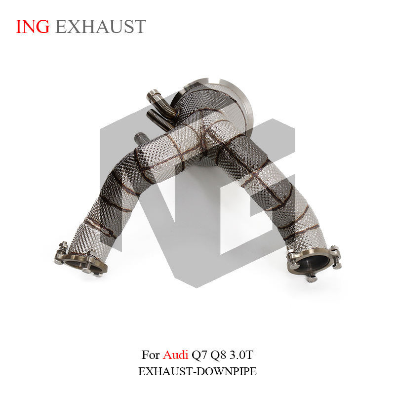 Exhaust system downpipe suitable for Audi Q7 Q8 3.0T OPF version with heat shield racing pipe