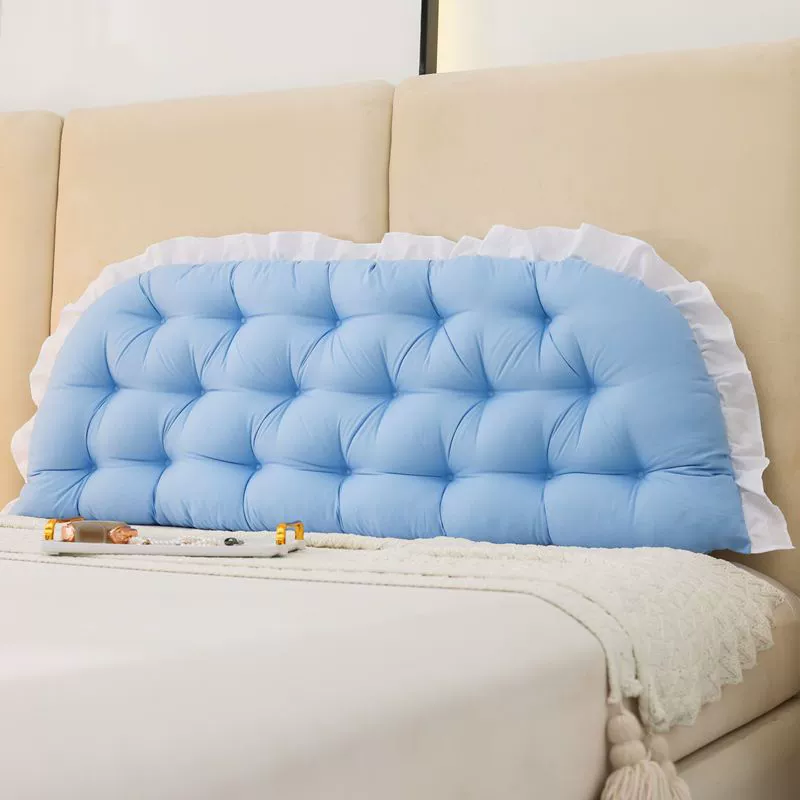 Bed Headboard Cushion Tape Pillow, Soft Ruffled Backrest, Sizes 50×90–50×200 cm