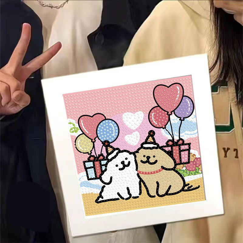 手作りダイヤモンド塗装子供用ペーストライン作り子犬男の子と女の子フルダイヤモンドペーストテーブルおもちゃ象嵌|undefined