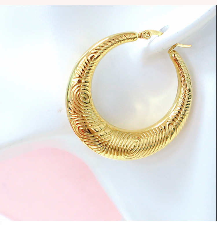 1 Pair Exaggerated Swirl Pattern Plating Stainless Steel 18K Gold Plated Earrings display picture 4