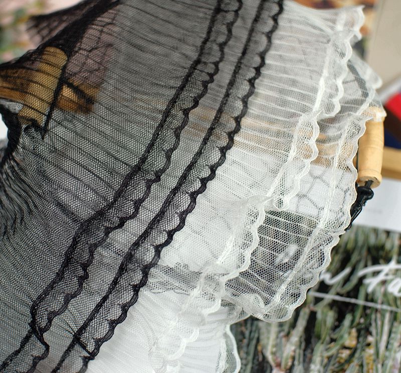 欧润15cm宽Lolita双层压褶网纱蕾丝花边娃娃衣服辅料手工diy袖口