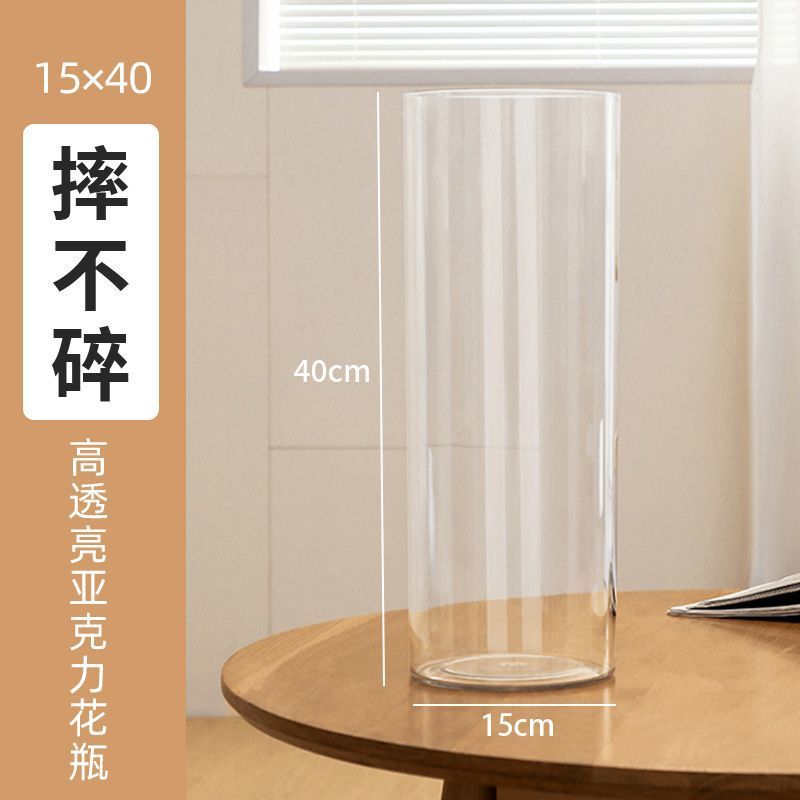 Vaso acrílico de alta transparencia a prueba de caídas abundante bambú de meseta hidropónico flores interiores decoración de mesa despierta barril de flores