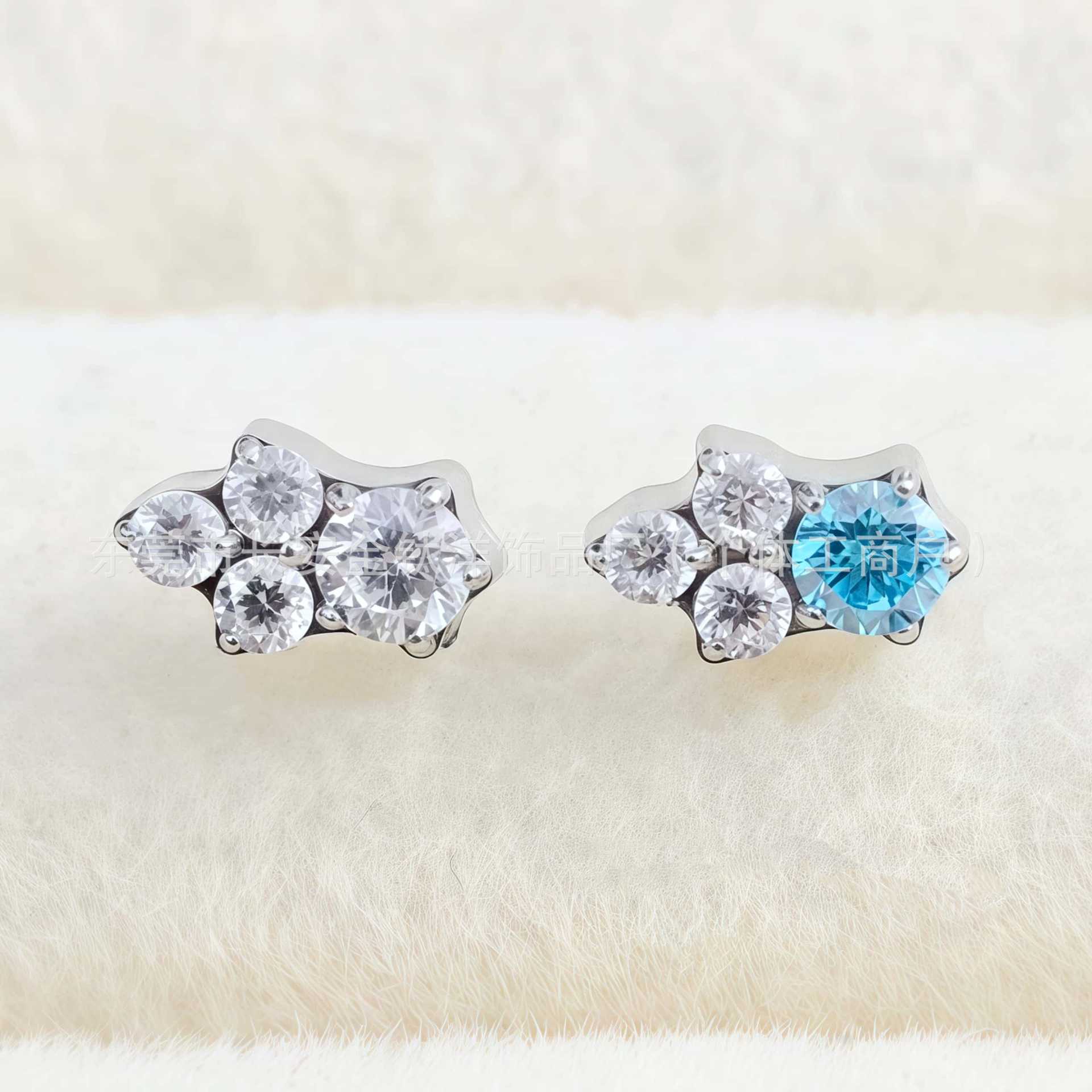 F136 Titanium Irregular Water Drop Earrings with Zircon Inlay, Lip Studs, Ear Bone Studs, Body Piercing Jewelry detail image 7