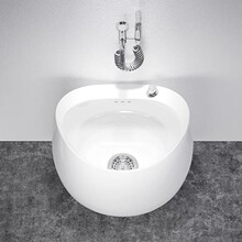 蛋形泡脚池落地式卫生间洗脚池户外拖把池椭圆形拖地盆陶瓷泡脚池
