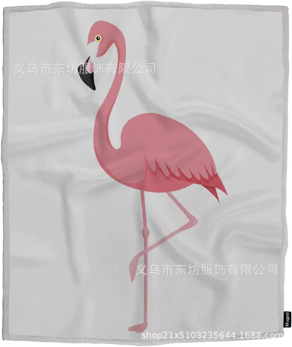 火烈鸟扔毯子粉红色火烈鸟矢量插图隔离装饰柔软温暖舒适法兰绒