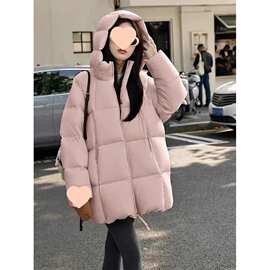 反季羽绒棉服女中长款2026新款冬季加厚连帽小个子棉袄面包服外套