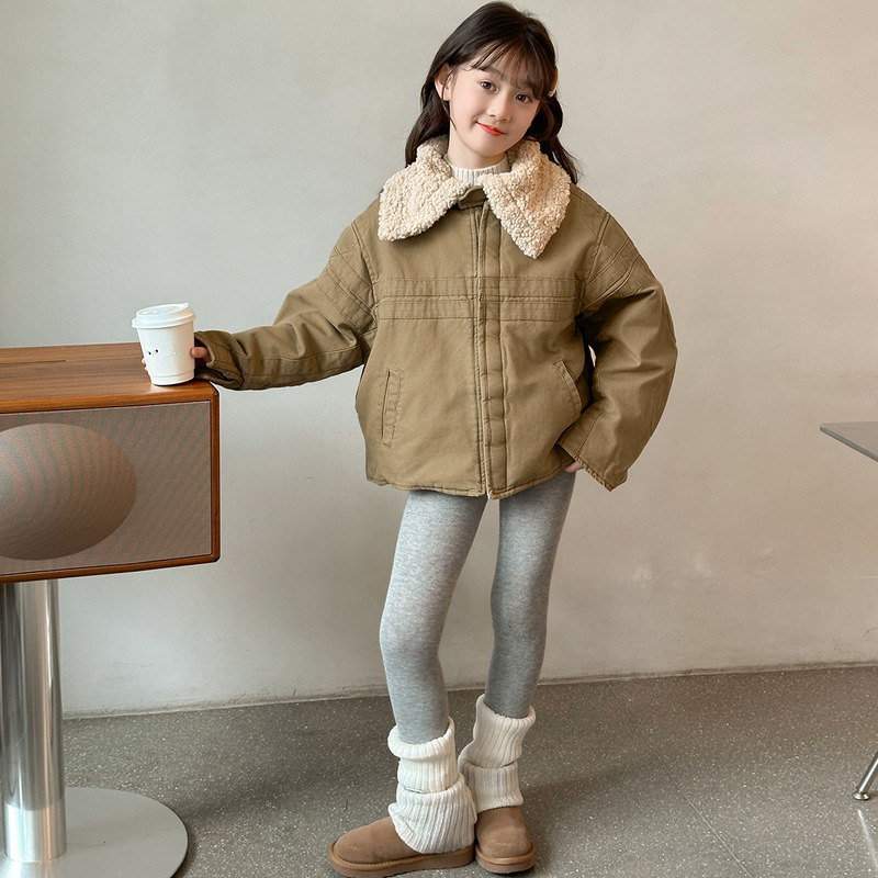 2025新款童装时尚儿童牛仔棉服棉衣夹棉加厚洋气女童秋冬装外套|undefined