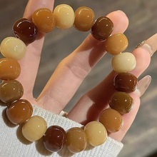 一鸣禅艺天然玉化老料干磨菩提子念珠绕指柔手串高抛精品渐变奶咖