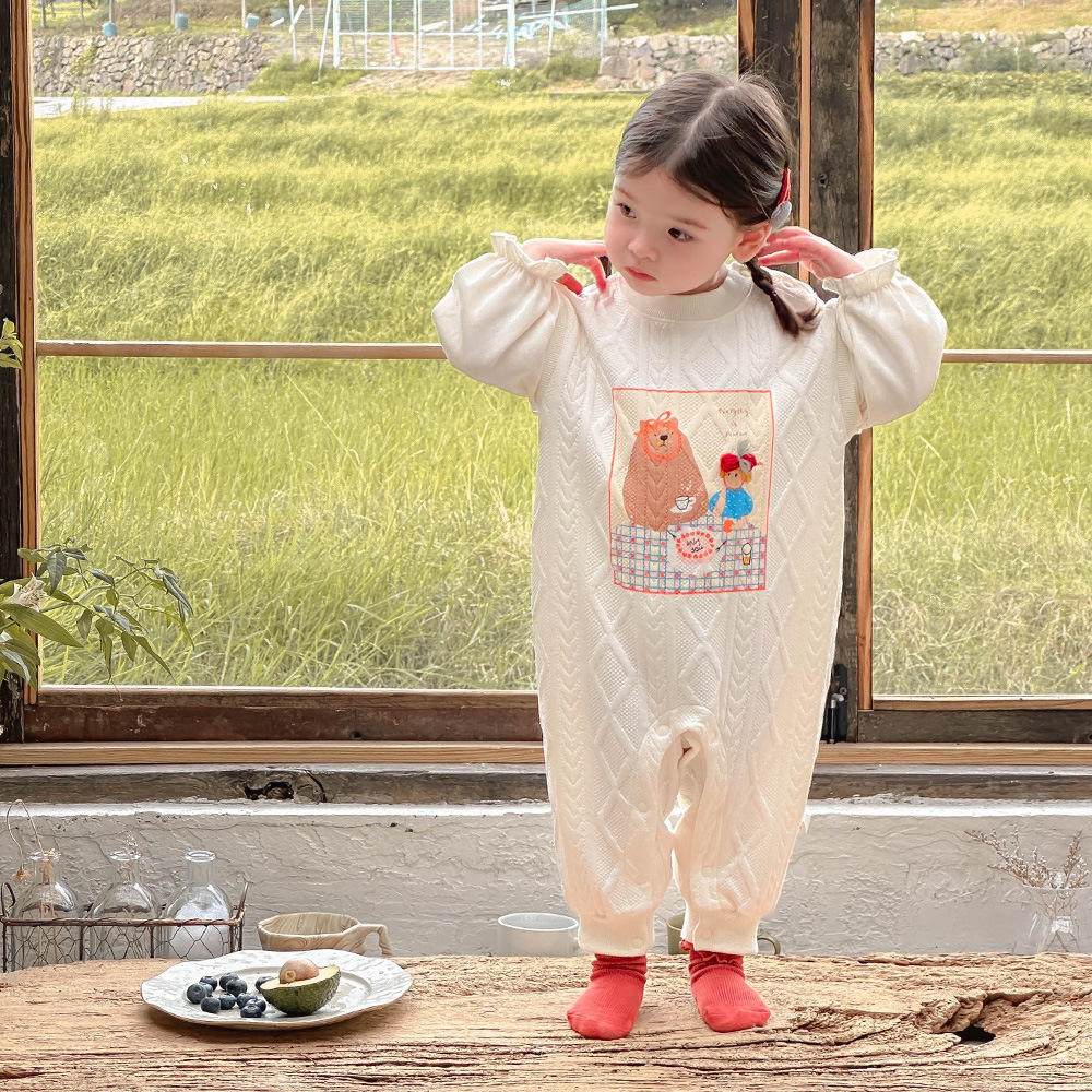 Ropa de bebé, otoño, una pieza, rombo retro, traje de escalada de manga larga, lindo y súper lindo, mameluco para bebés