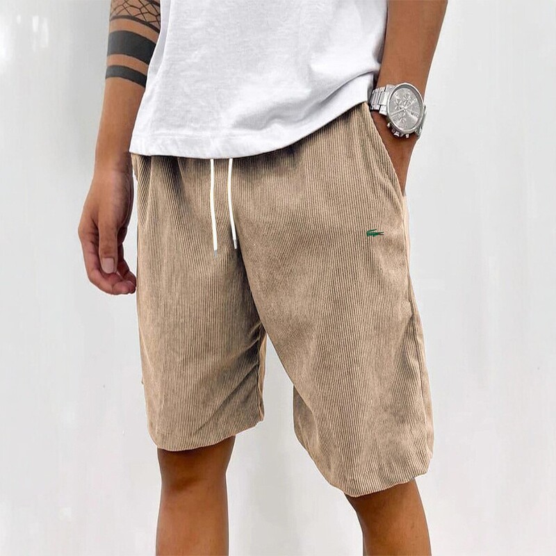 New European and American Style 2026 Printed Crocodile Corduroy Men's Solid Color Drawstring Sports Shorts, Casual Loose Shorts New European and American Style 2026 Printed Crocodile Corduroy Men's Solid Color Drawstring Sports Shorts, Casual Loose Shorts
