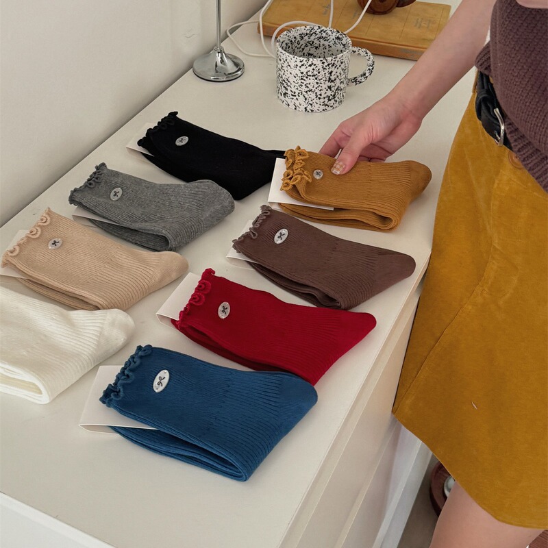 IOULOR new lace socks children aerobic cotton sweet bow acrylic standard autumn and winter Zhuji socks wholesale