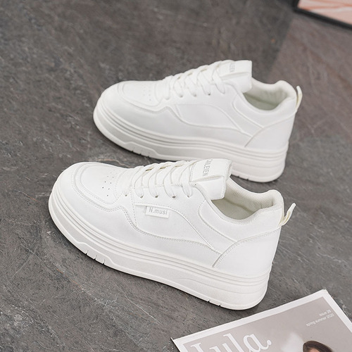 New Breathable White Women's & Children's Shoes, Autumn Season, Korean Style, Versatile, Thick Sole, Height Increasing, Sports Casual Platform Shoes