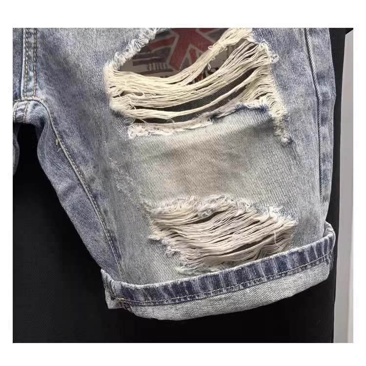 Hellblaue Jeansshorts Für Herren Im Angesagten Used-look_voghion.com