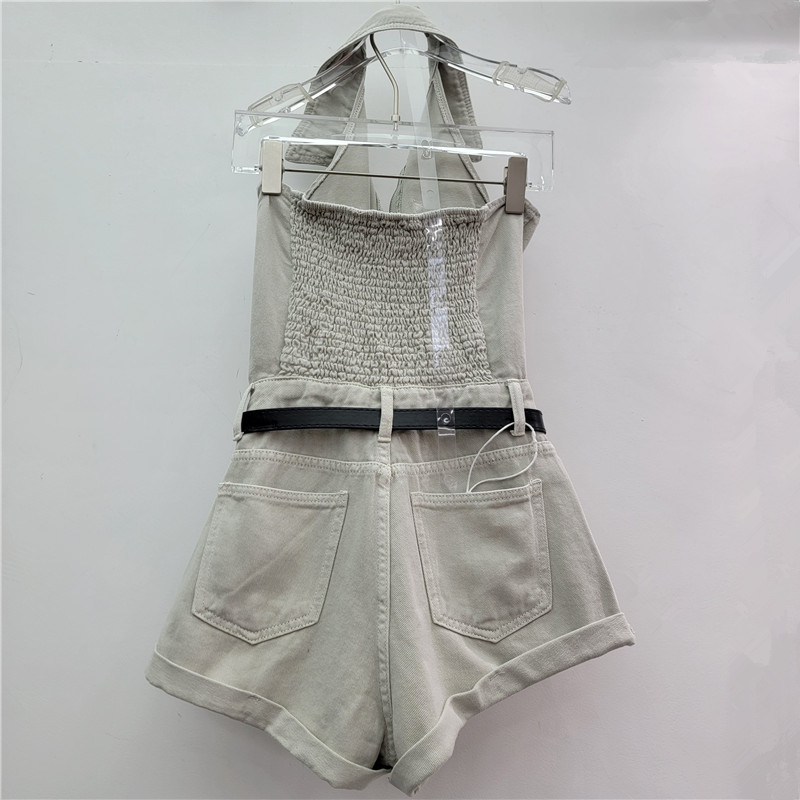 Blazers de moda de cuello abierto 2025 nuevo cremallera sin mangas cintura alta delgada pantalones cortos