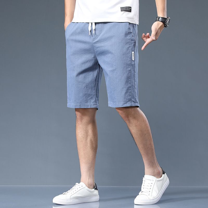 Summer Thin Casual Shorts for Men, Loose and Trendy Men's Outerwear Five-Point Pants, Elastic Ice Silk Men's Casual Mid-Length Shorts